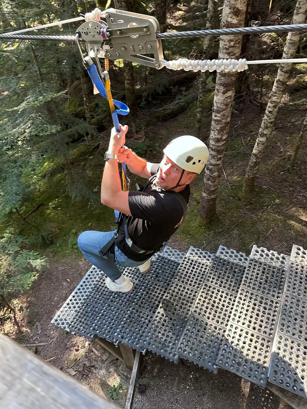 A rider launching from the metal deck